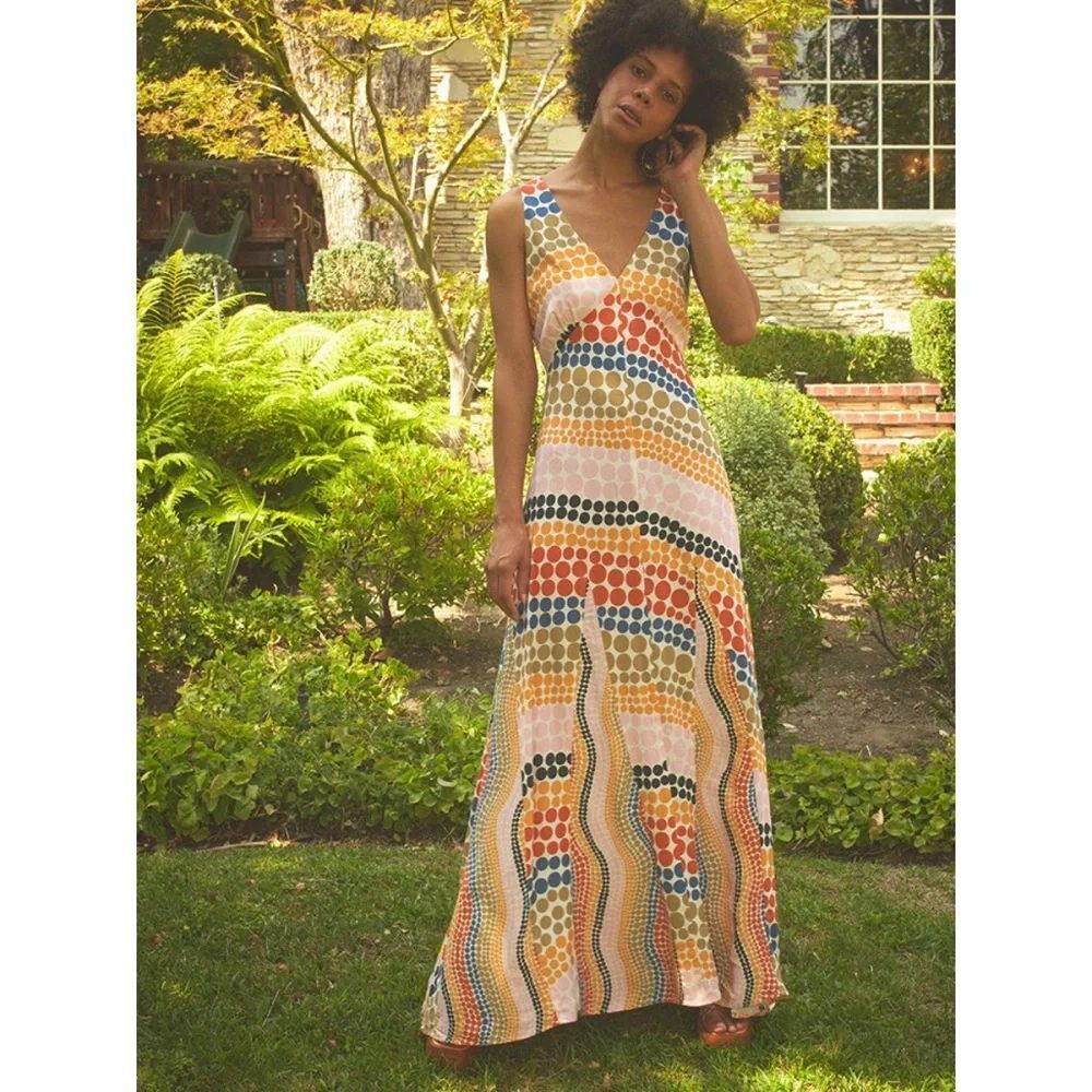 Anthropologie The Odells Dot-Printed Maxi Dress